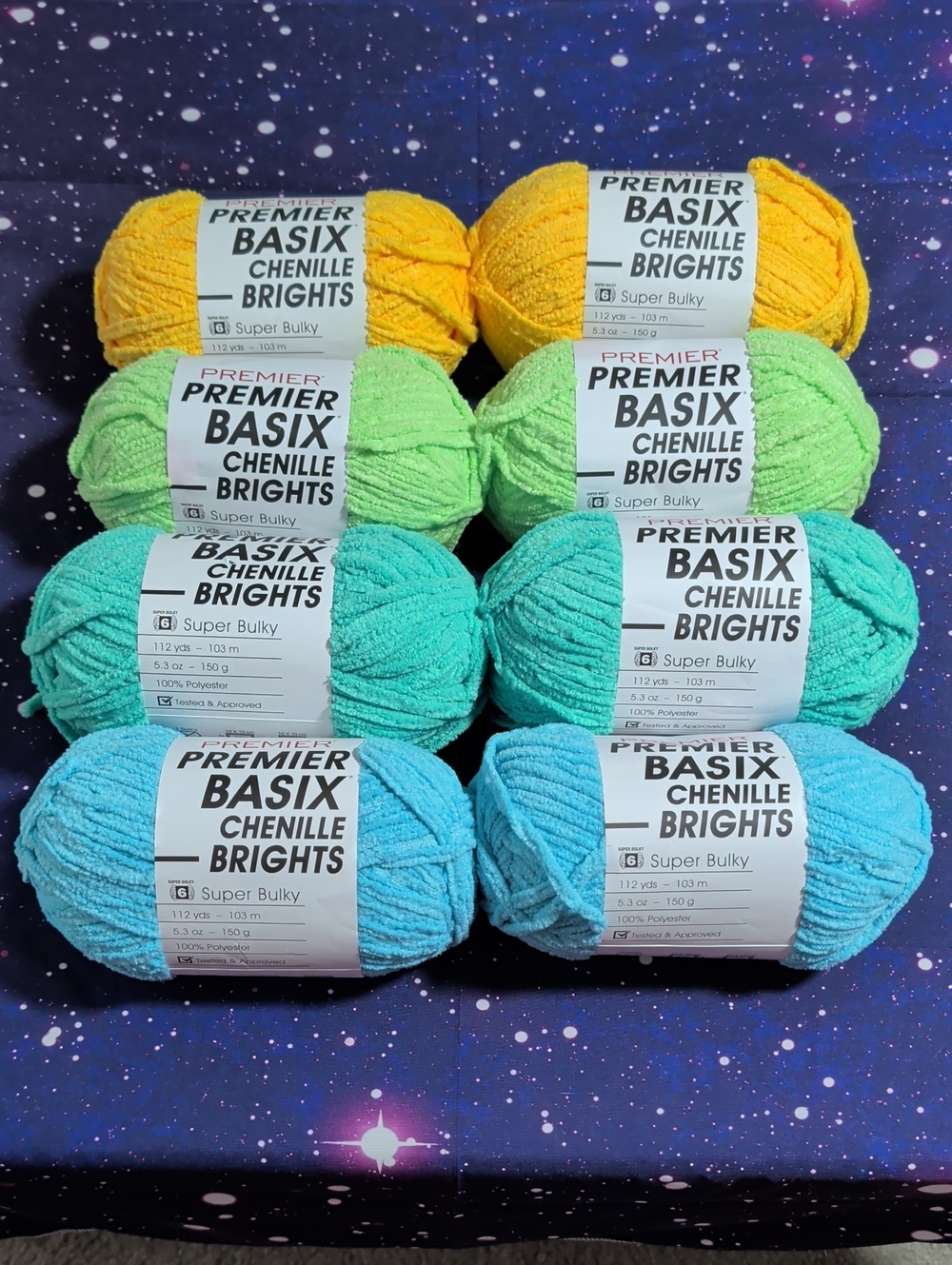 8 Brand New Skeins Premier Basix Chenille Brights Yarn Various Colors Smoke Free